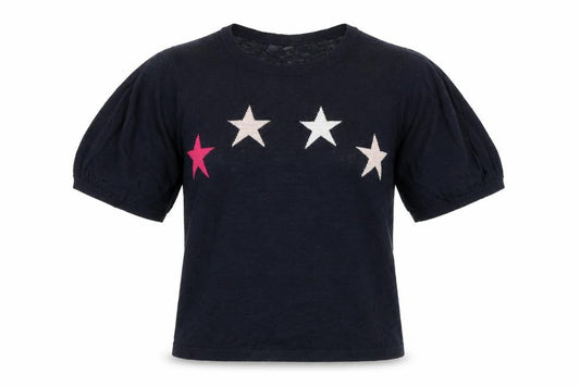 Front view of Next Women Blue Star Knit Puff Sleeve Jumper, size 12