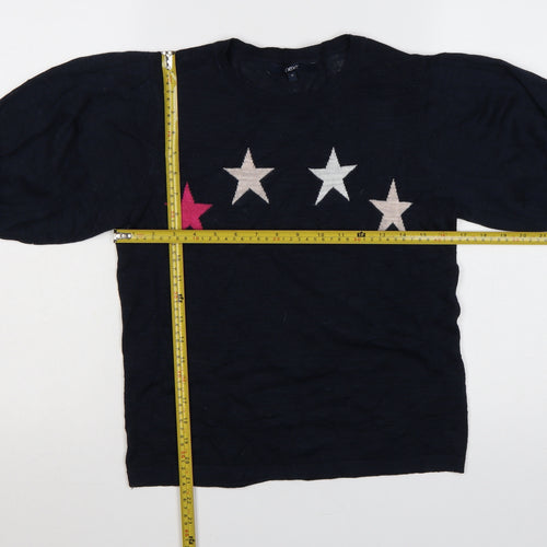 Next Women Blue Star Knit Puff Sleeve Jumper Size 12