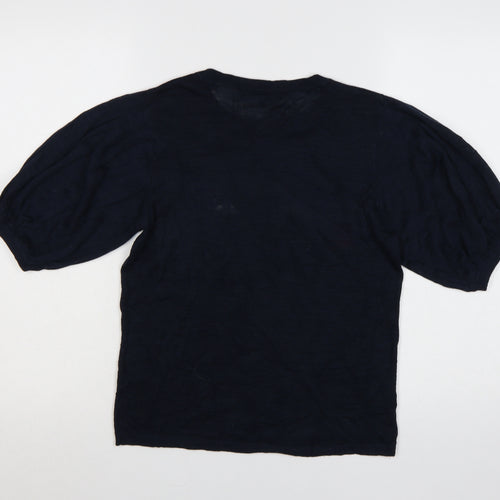 Next Women Blue Star Knit Puff Sleeve Jumper Size 12