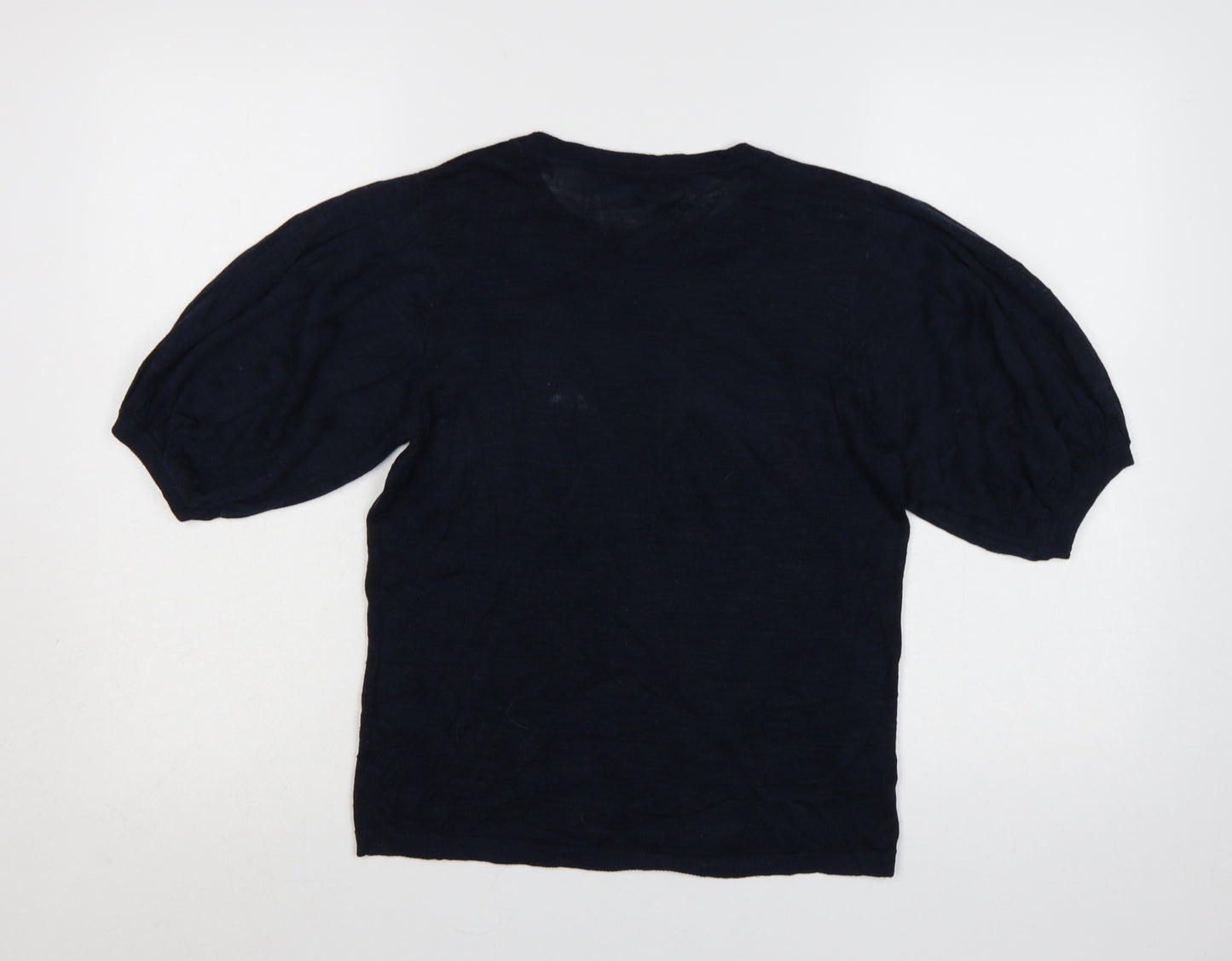 Next Women Blue Star Knit Puff Sleeve Jumper Size 12