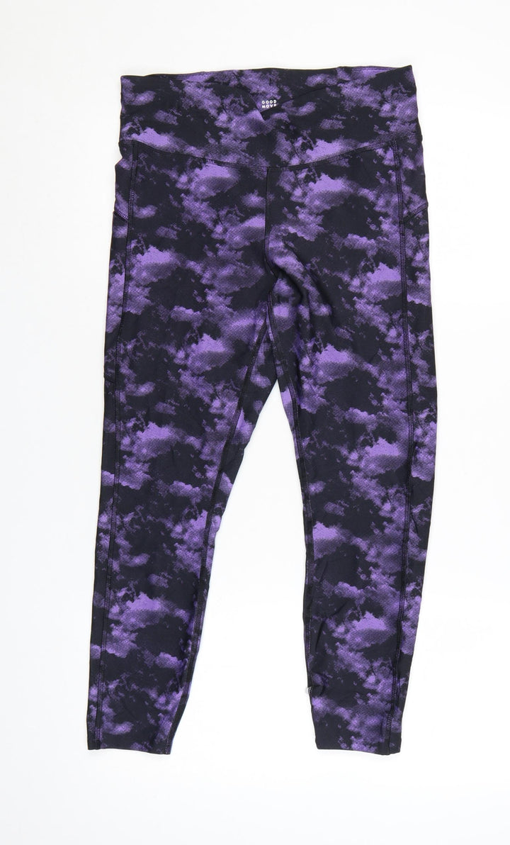 Marks and Spencer Goodmove Women Purple Black Leggings Size 12