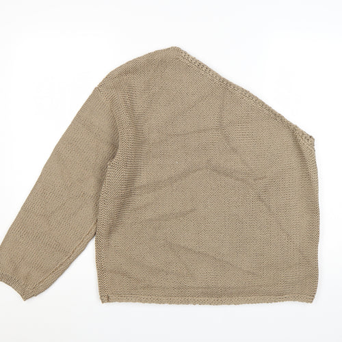 Marks and Spencer Women Beige L Asymmetrical Knit Pullover Jumper