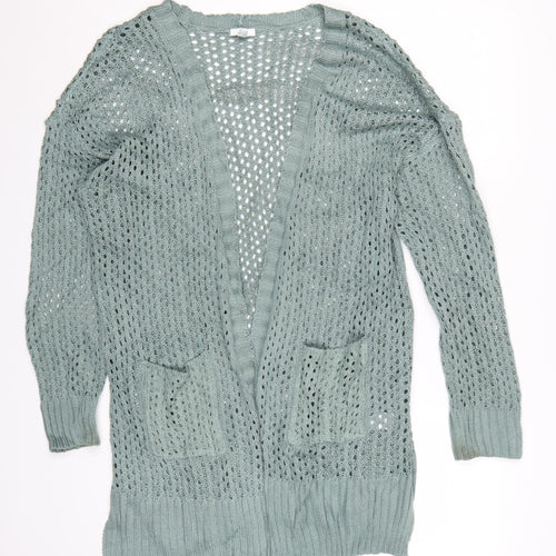 Dip Women’s Green Open Knit Long Sleeve Cardigan Size L