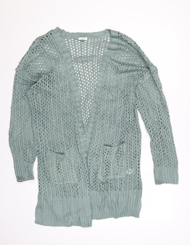 Dip Women’s Green Open Knit Long Sleeve Cardigan Size L