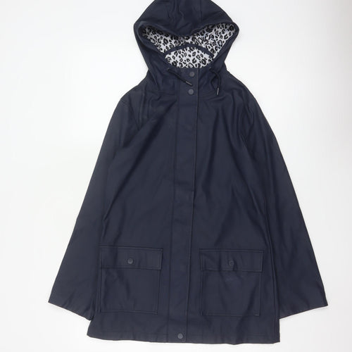 Dorothy Perkins Womens Blue Hooded Waterproof Rain Coat Jacket Size 6