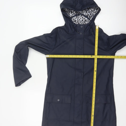 Dorothy Perkins Womens Blue Hooded Waterproof Rain Coat Jacket Size 6