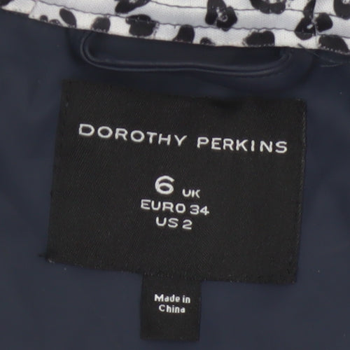 Dorothy Perkins Womens Blue Hooded Waterproof Rain Coat Jacket Size 6