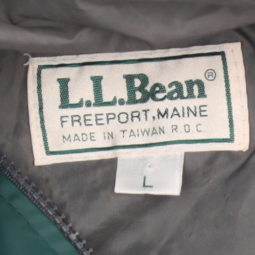 L.L.Bean Men’s Green Waterproof Hooded Rain Coat Jacket L