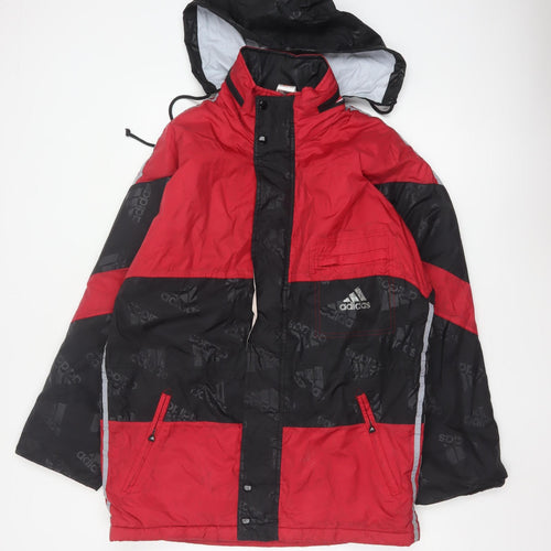 Adidas Vintage Red Black Men's S Waterproof Hooded Winter Parka Jacket