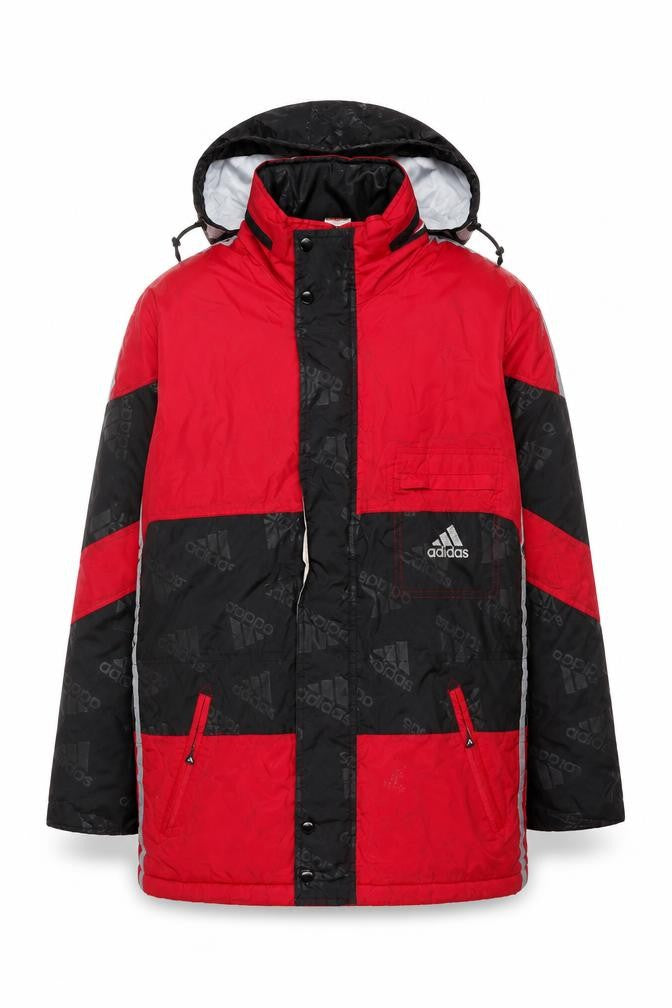 Adidas Vintage Red Black Men's S Waterproof Hooded Winter Parka Jacket
