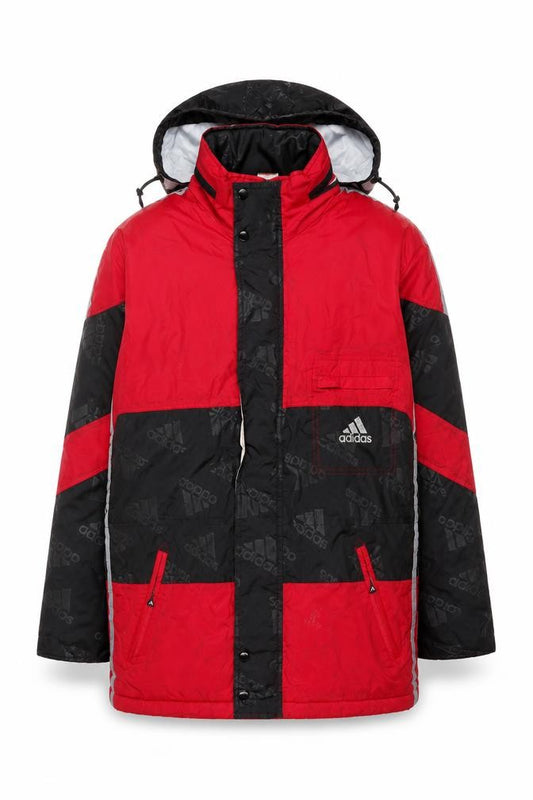 Adidas Vintage Red Black Men's S Waterproof Hooded Winter Parka Jacket