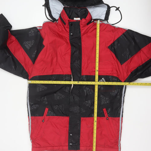Adidas Vintage Red Black Men's S Waterproof Hooded Winter Parka Jacket
