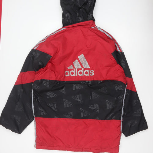 Adidas Vintage Red Black Men's S Waterproof Hooded Winter Parka Jacket