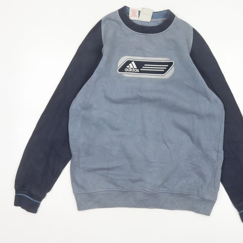 Adidas Men's Blue Crew Neck Pullover Sweatshirt S Vintage Logo