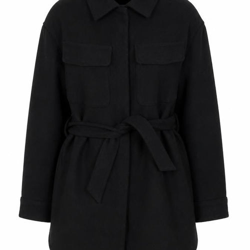 Marks and Spencer Women Black Wool Blend Belted Overcoat Size S
