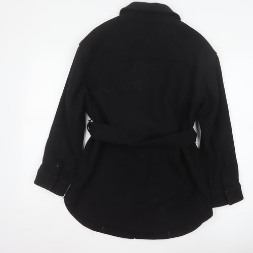 Marks and Spencer Women Black Wool Blend Belted Overcoat Size S