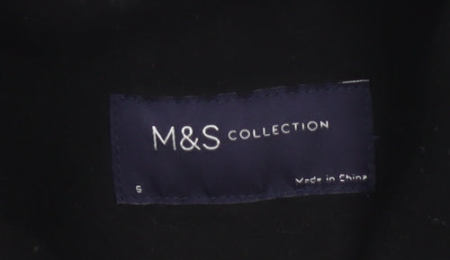 Marks and Spencer Women Black Wool Blend Belted Overcoat Size S