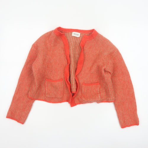 Hush Women Orange Wool Blend Open Cardigan Medium
