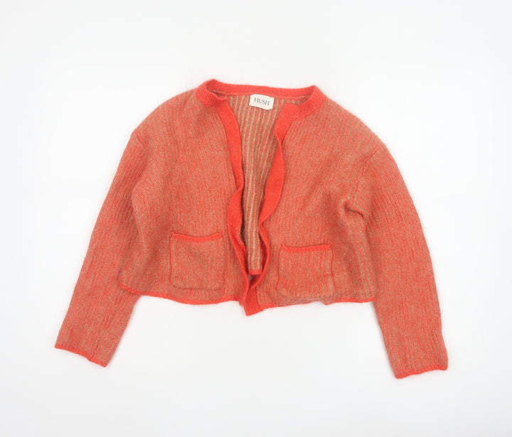 Hush Women Orange Wool Blend Open Cardigan Medium