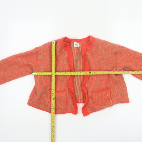 Hush Women Orange Wool Blend Open Cardigan Medium