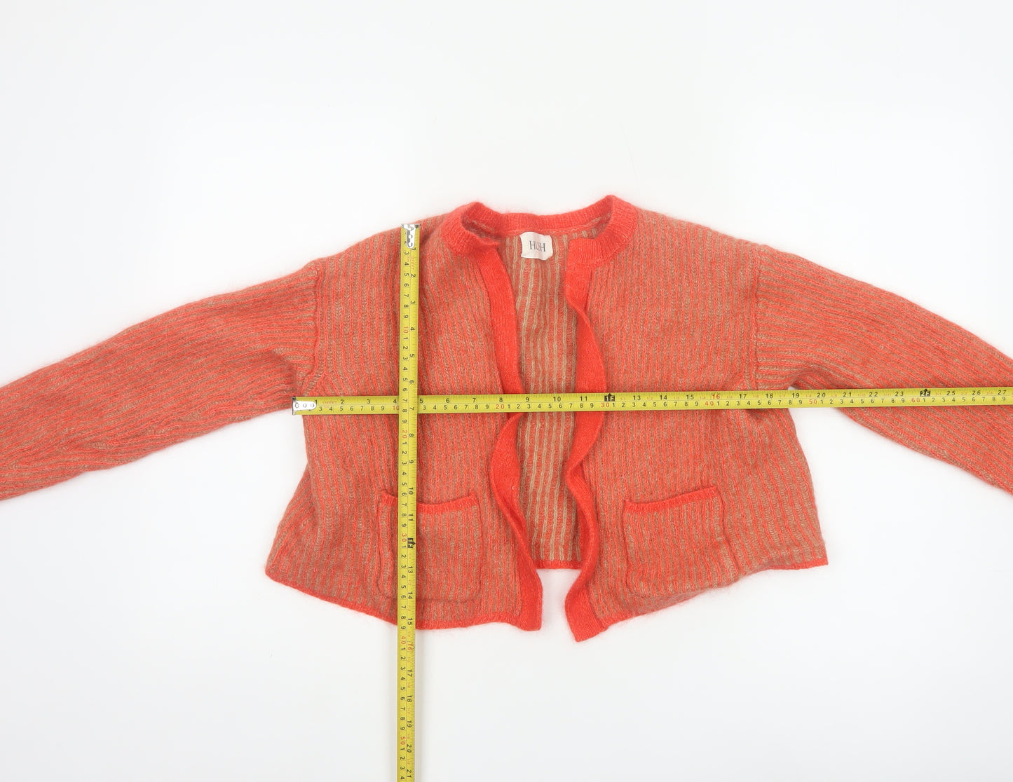 Hush Women Orange Wool Blend Open Cardigan Medium
