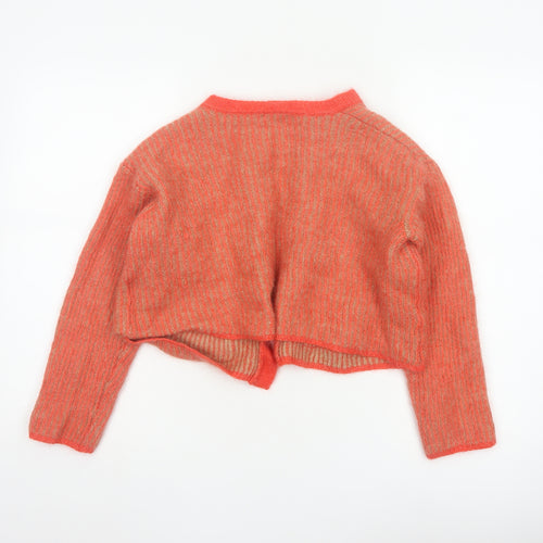 Hush Women Orange Wool Blend Open Cardigan Medium
