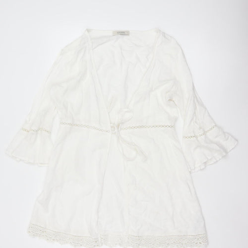 Oasis Women White Bohemian Tunic Viscose Blouse S