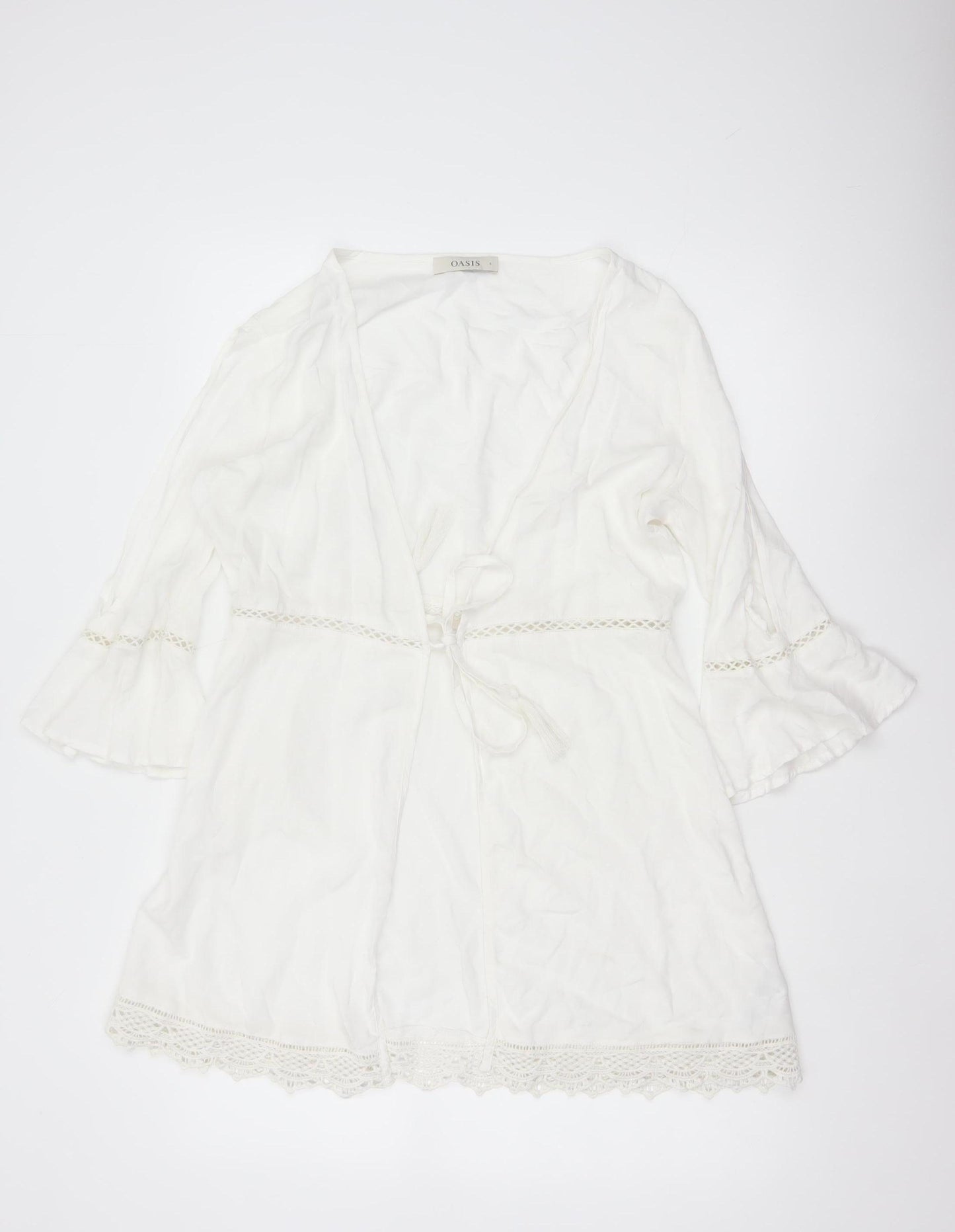 Oasis Women White Bohemian Tunic Viscose Blouse S