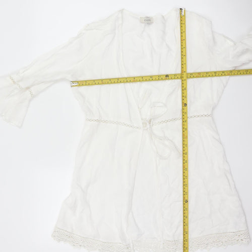 Oasis Women White Bohemian Tunic Viscose Blouse S