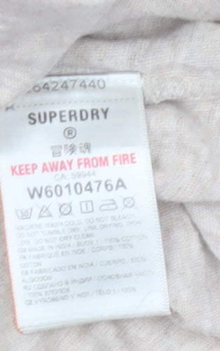 Superdry Womens Beige Crochet Sleeve T-Shirt Size 12