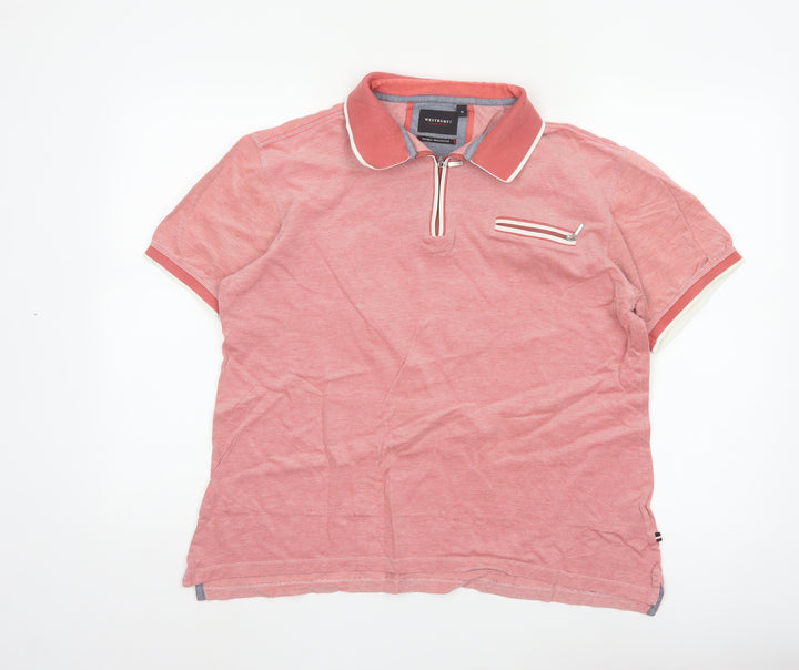 Westbury Men's Pink 100% Cotton Short Sleeve Polo Shirt M