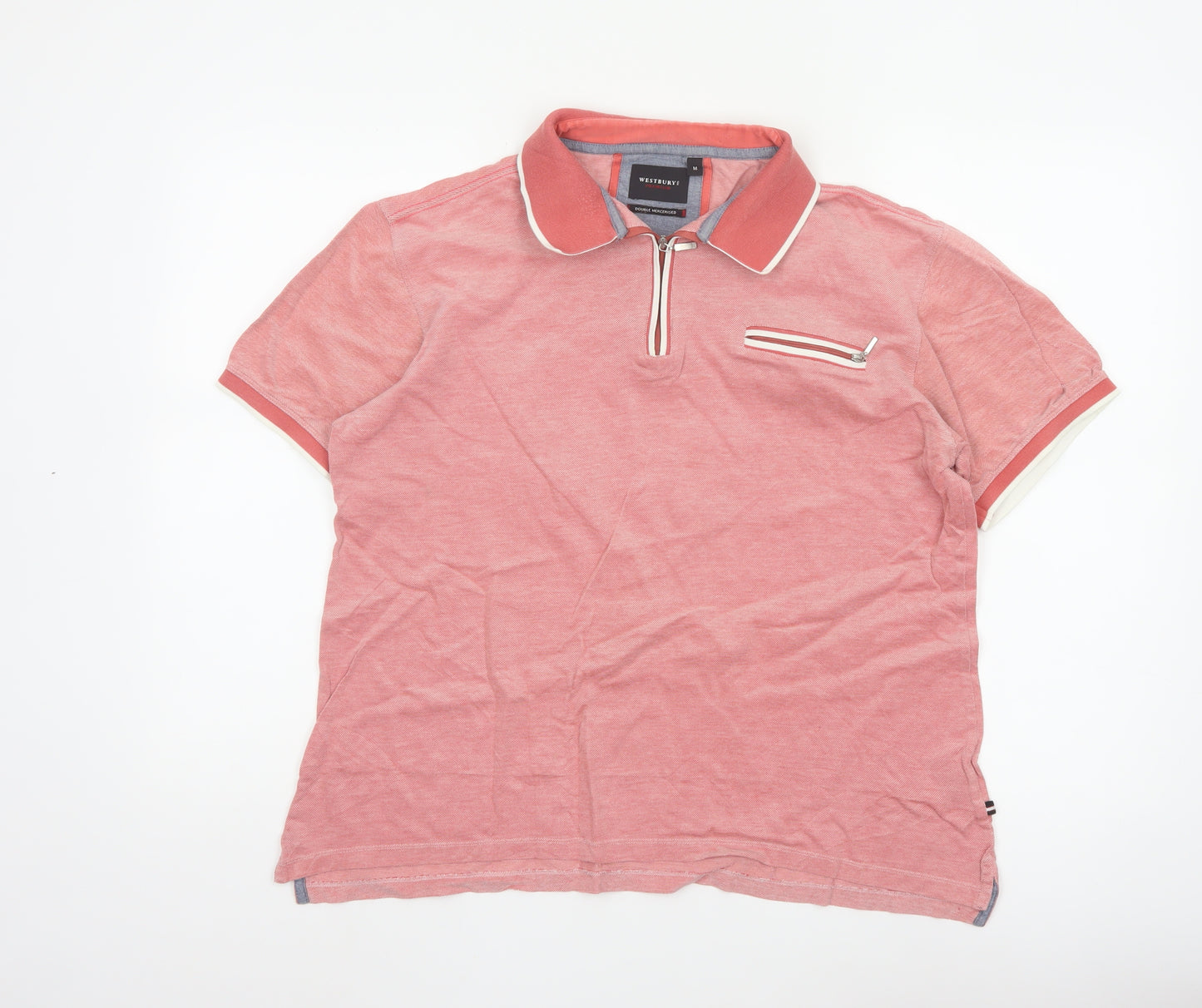 Westbury Men's Pink 100% Cotton Short Sleeve Polo Shirt M