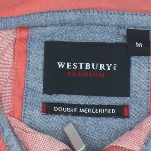 Westbury Men's Pink 100% Cotton Short Sleeve Polo Shirt M