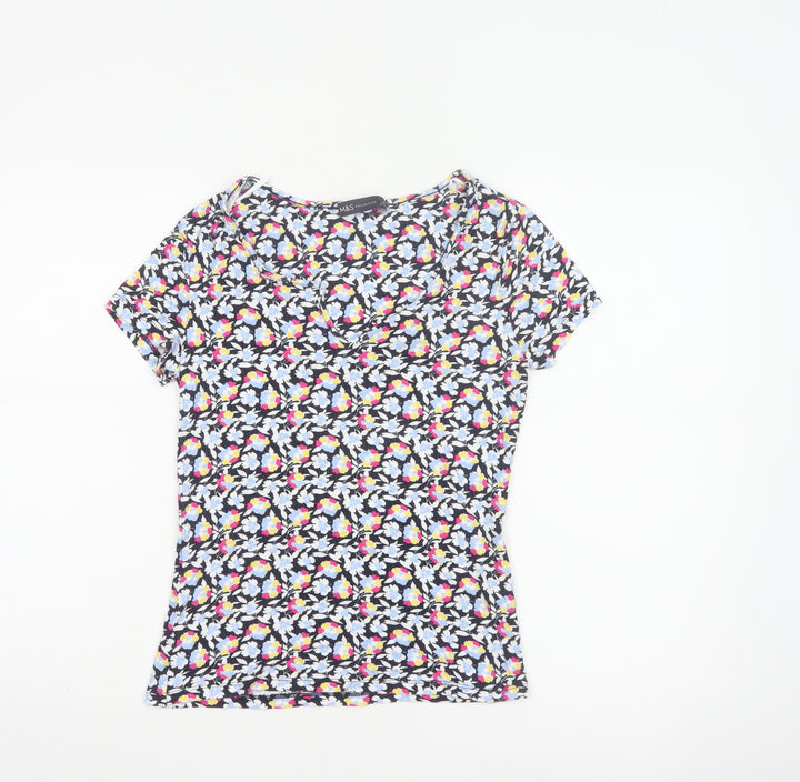 Marks and Spencer Women Multicoloured Floral Short Sleeve T-Shirt Size 10