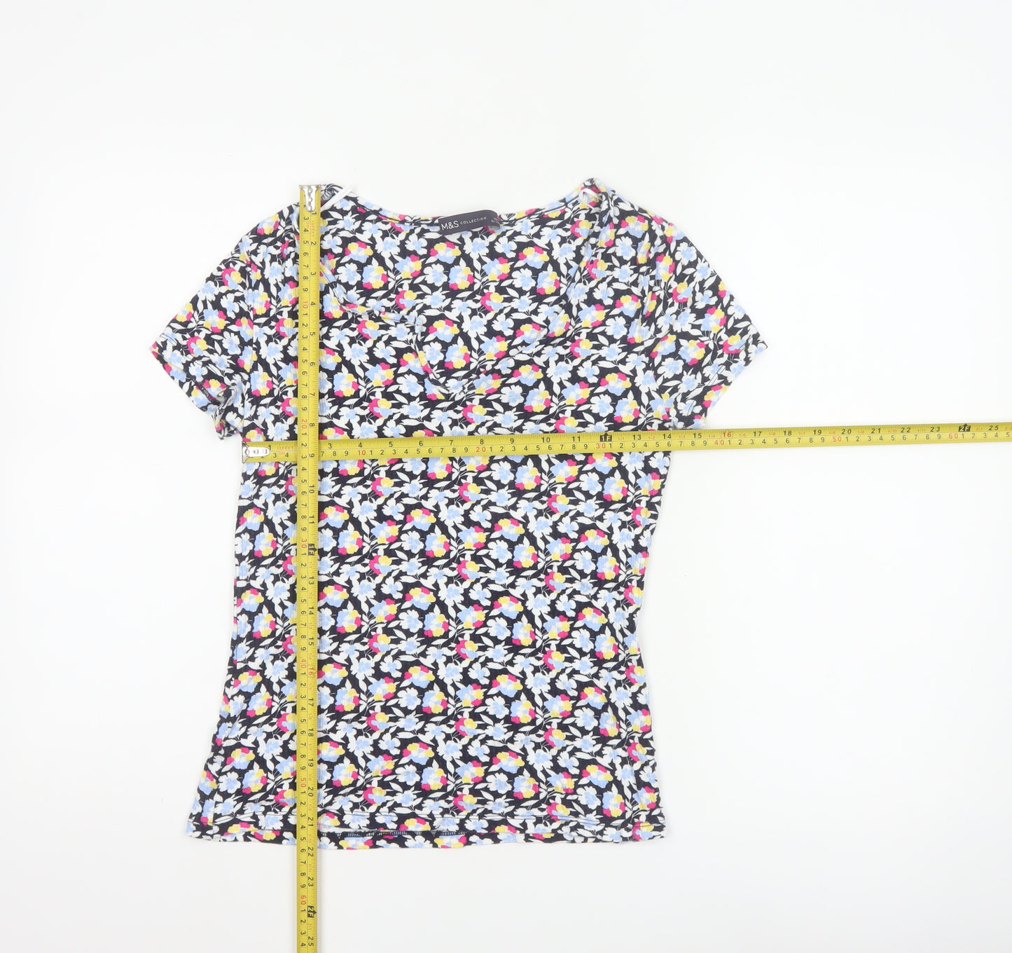 Marks and Spencer Women Multicoloured Floral Short Sleeve T-Shirt Size 10