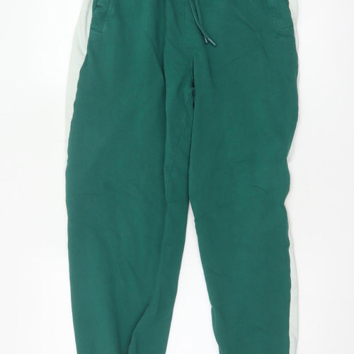 Zara Women's Green Jogger Trousers Size L Cotton Elastic Waist