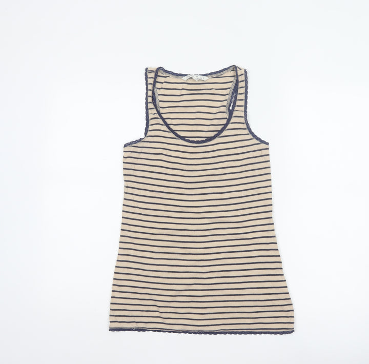 Fat Face Womens Beige Striped Cotton Jersey Tank Top Size 12