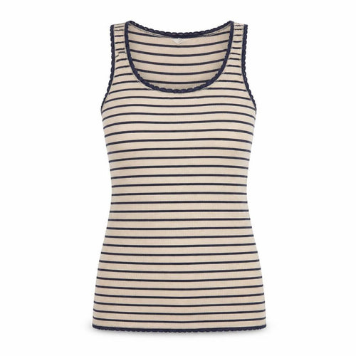 Fat Face Womens Beige Striped Cotton Jersey Tank Top Size 12