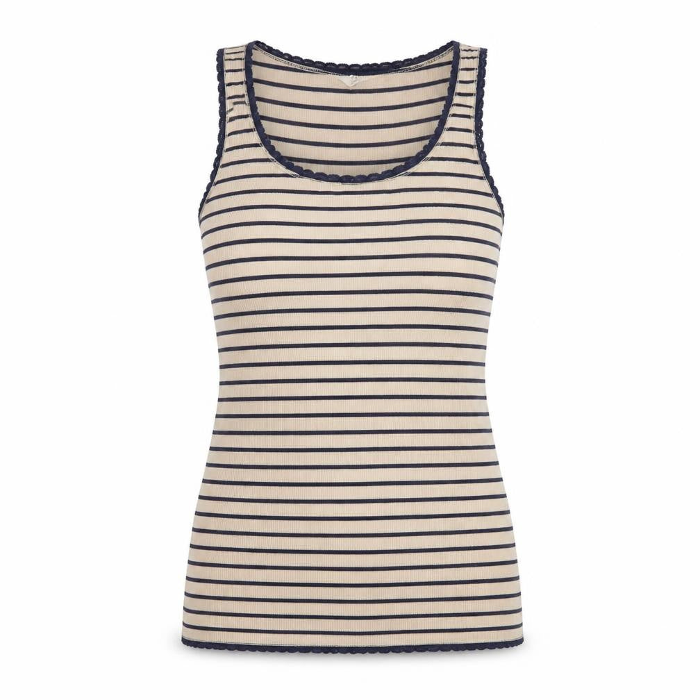 Fat Face Womens Beige Striped Cotton Jersey Tank Top Size 12