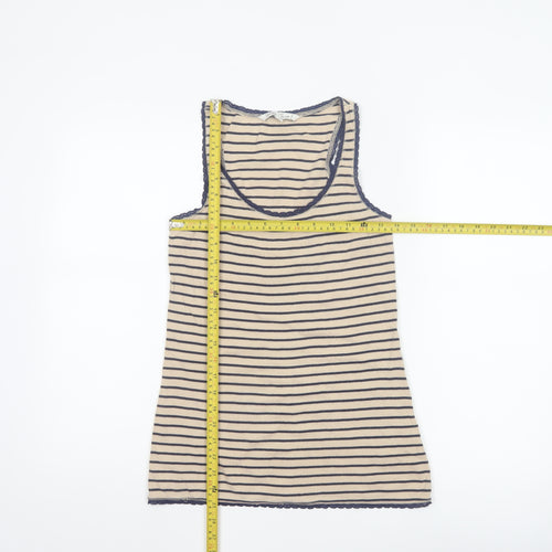 Fat Face Womens Beige Striped Cotton Jersey Tank Top Size 12