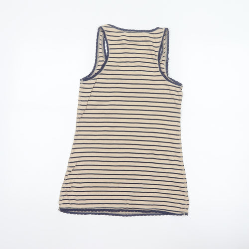 Fat Face Womens Beige Striped Cotton Jersey Tank Top Size 12