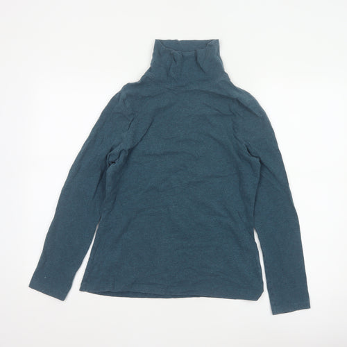 Seasalt Cornwall Women’s Blue Roll Neck Long Sleeve Organic Cotton Top UK 12