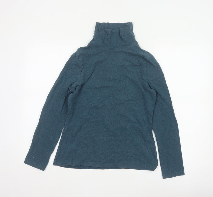 Seasalt Cornwall Women’s Blue Roll Neck Long Sleeve Organic Cotton Top UK 12