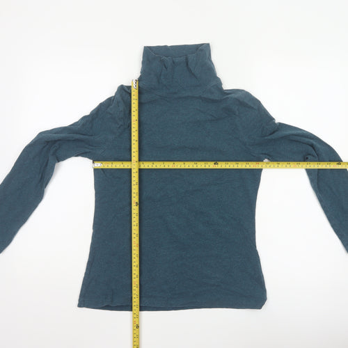 Seasalt Cornwall Women’s Blue Roll Neck Long Sleeve Organic Cotton Top UK 12