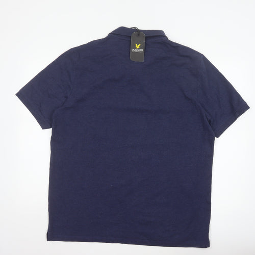 Lyle & Scott Men's Blue Argyle Polo Shirt XL Cotton Blend