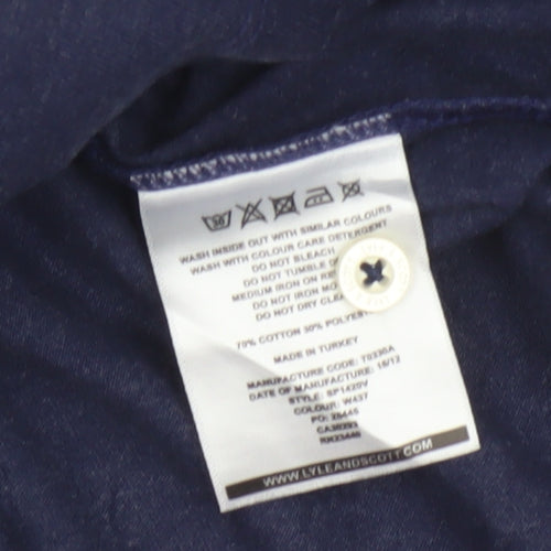 Lyle & Scott Men's Blue Argyle Polo Shirt XL Cotton Blend