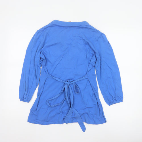 Monsoon Women Blue Size 14 Tunic Blouse 3/4 Sleeve Cotton Mix
