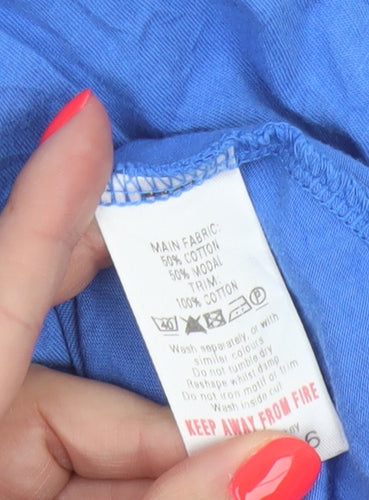 Monsoon Women Blue Size 14 Tunic Blouse 3/4 Sleeve Cotton Mix