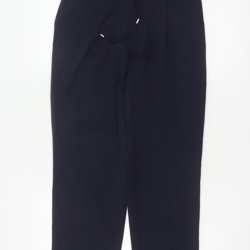 Marks and Spencer Womens Navy Blue Size 10 Regular Tapered Trousers