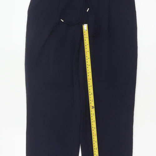 Marks and Spencer Womens Navy Blue Size 10 Regular Tapered Trousers